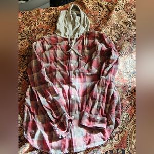 Edgar + Ash Button-Up Flannel Hoodie (Size Men Small)